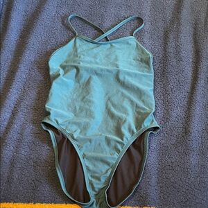 Jolyn Clothing Teal Crossback One-Piece Swimsuit